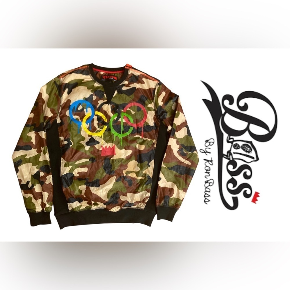 Bass by Ron Bass Camouflage‎ Pullover Jacket Peace No War Size Men's Large